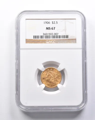 MS67 1906 $2.50 Liberty Head Gold Quarter Eagle NGC *1492