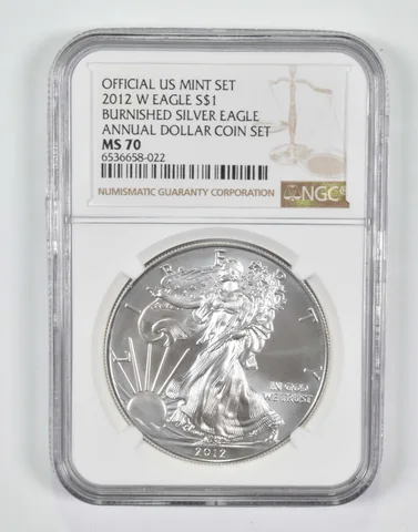 2012-W Burnished Silver Eagle Annual Dollar Set Eagle MS70 NGC