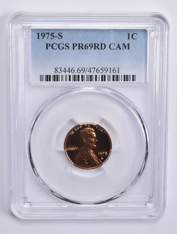 1975-S Lincoln Memorial Cent PR69 RD CAM PCGS Blue Lbl