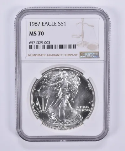 1987 American Silver Eagle MS70 NGC Brown Label