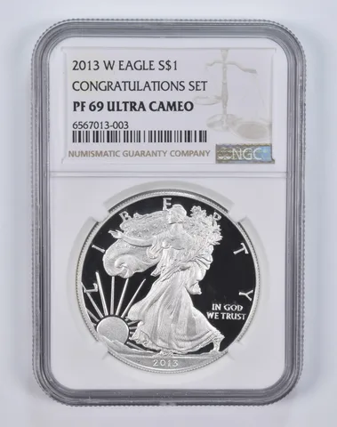 2013-W American Silver Eagle Congratulations Set PF69 UCAM NGC Brown Label