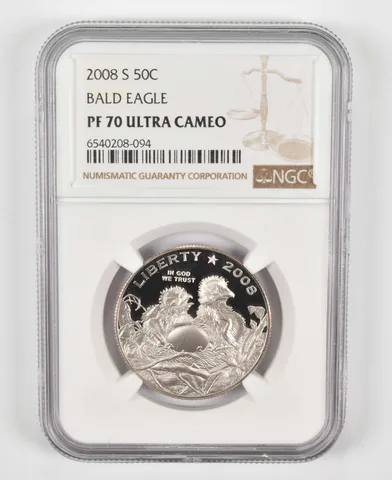 2008-S Bald Eagle Commemorative Half Dollar PF70 NGC Brown Label