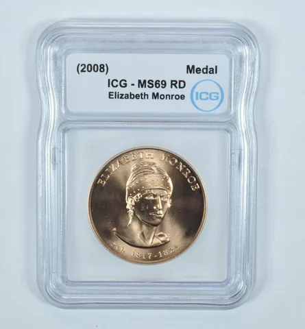 (2008) First Spouse Medal Elizabeth Monroe MS69 RD ICG