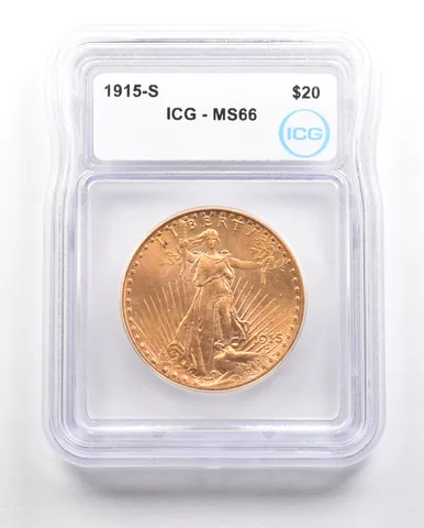 1915-S $20 Saint Gaudens Gold Double Eagle MS66 ICG a5871