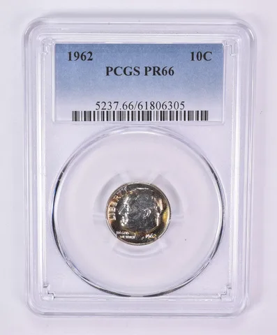 1962 Roosevelt Dime PR66 PCGS Beautiful Tone *1110