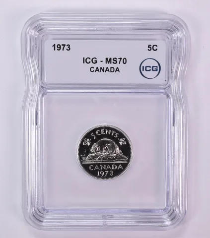 1973 Canada 5 Cents Beaver MS70 ICG