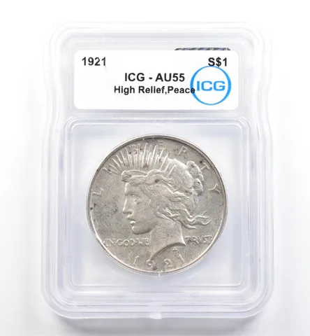 1921 Peace Silver Dollar High Relief AU55 ICG *9873