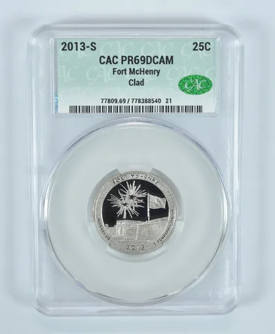 2013-S Washington Quarter Fort McHenry CLAD ATB PR69 DCAM CAC CACg