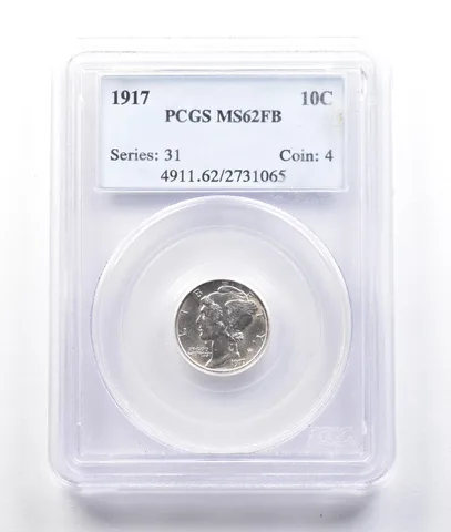 1917 Mercury Dime MS62 FB PCGS a2628