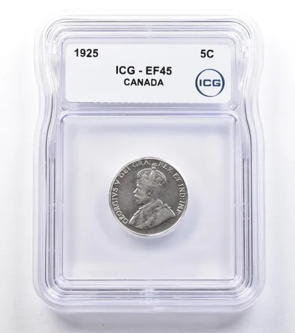 1925 Canada 5 Cents EF45 ICG *1814