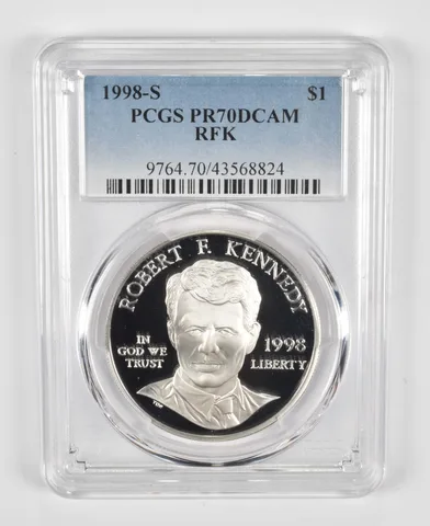 1998-S Robert F Kennedy Commemorative Silver Dollar PR70 PCGS Blue Label