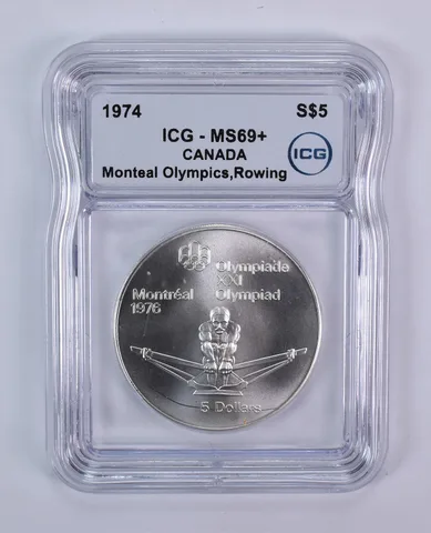 1974 Canada 5 Dollars Silver Montreal Olympics Rowing MS69+ ICG