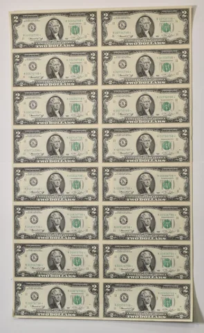 Lot (16) 1976 $2 Dallas TX FRN Star Note Green Seal Uncut Sheet Star *5917