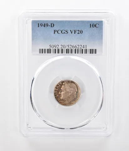 1949-D Roosevelt Dime VF20 PCGS Beautiful Tone *1051