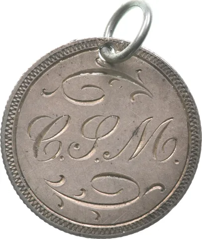 1901 Barber Dime Love Token C S L M I Victorian Silver Coin Pendant Charm *9312