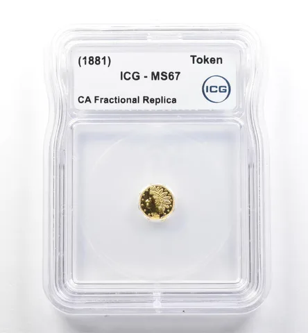 (1881) California Fractional Gold Token Indian Head 1/4 Dollar MS67 ICG *7438