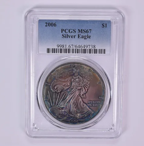 2006 American Silver Eagle MS67 PCGS Beautiful Tone *1509