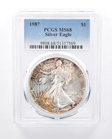 1987 American Silver Eagle MS68 PCGS Peripheral Tone *8189