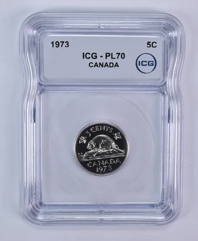 1973 Canada 5 Cents Beaver PL70 ICG