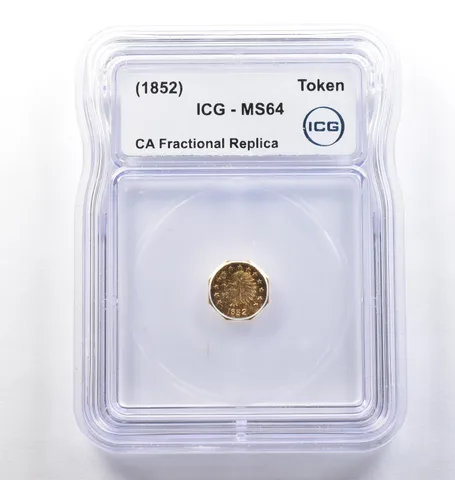 (1852) CA Fractional Gold Style Token Indian Head 1/2 Dollar MS64 ICG *3818