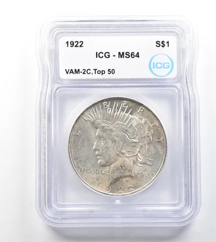 1922 Peace Silver Dollar VAM-2C Top 50 MS64 ICG a1883