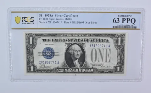 1928 A $1 Silver Certificate Fr#1601 Choice Unc 63 PPQ PCGS *8117