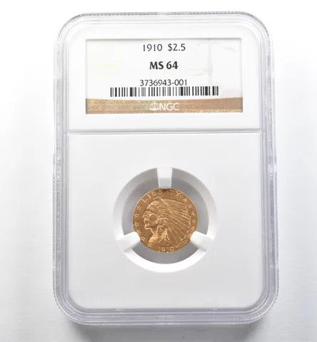 1910 $2.50 Indian Head Gold Quarter Eagle MS64 NGC *2607