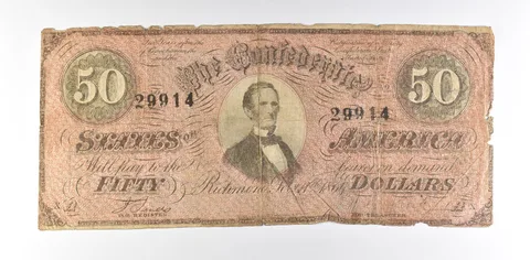 1864 $50 Confederate States Of America T-66 Large Note a8520