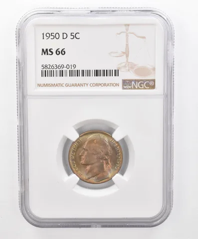 1950-D Jefferson Nickel MS66 NGC Beautiful Tone *2695