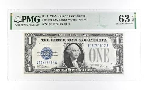 1928 A $1 Silver Certificate Fr#1601 Choice Unc 63 EPQ PMG a7006