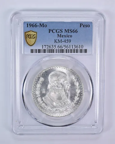 1966 Mo Mexico 1 Peso KM#459 MS66 PCGS Blue Label