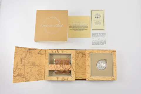2004-P Lewis & Clark Proof Commemorative Dollar Coin & Pouch Set Box & COA