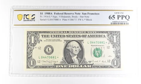 1988 A $1 San Francisco CA FRN Star Note Fr#1916-L* Gem Unc 65 PPQ PCGS a2891