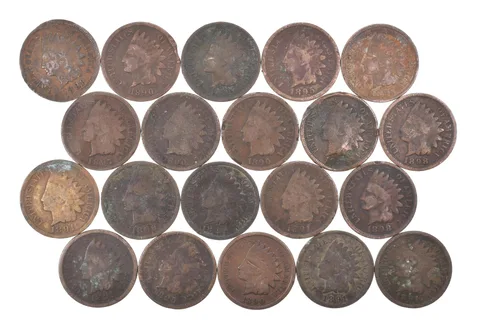 Lot 20 1800's 1890-1899 Indian Head Penny Cents US Coin Collection 2/5 Roll *501
