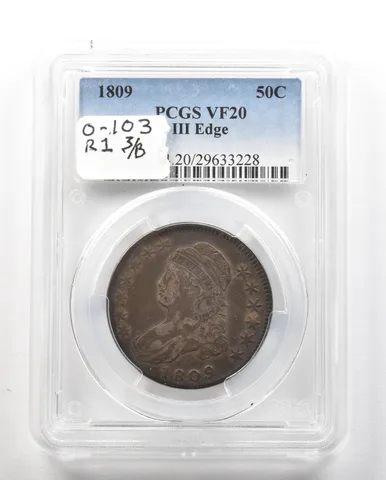1809 Capped Bust Half Dollar III Edge VF20 PCGS a4773