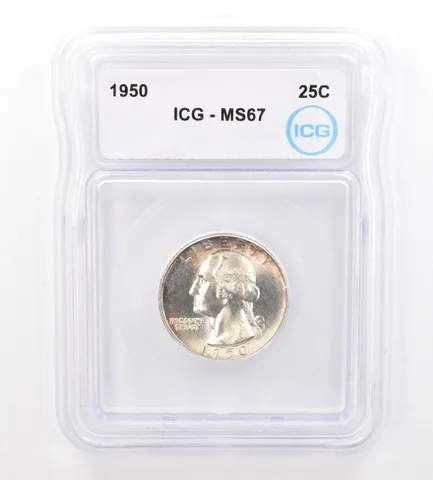 1950 Washington Quarter MS67 ICG Nice Tone a7397