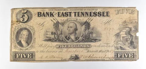 1854 $5 Knoxville TN Bank Of East Tennessee Obsolete Note *8654
