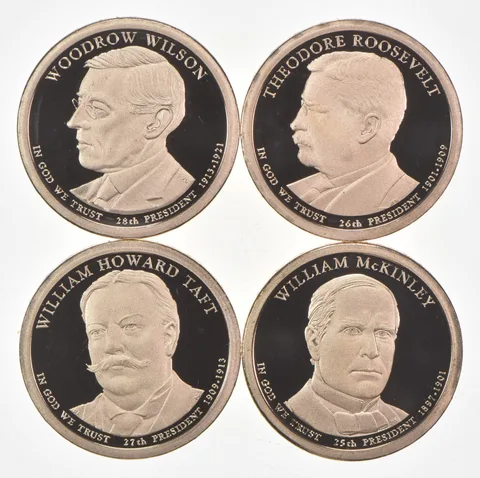 2013 Presidential Dollars From Proof Set McKINLEY Roosevelt Taft Wilson No Case
