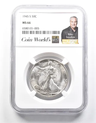 1945-S Walking Liberty Half Dollar Miles Standish MS66 NGC a1386