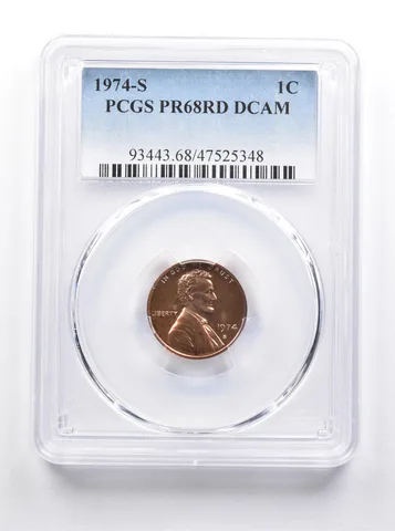 PR68 RD DCAM 1974-S Lincoln Memorial Cent PCGS a7530