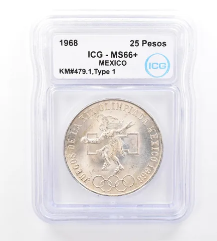 1968 Mexico 25 Pesos Type 1 KM#479.1 MS66+ ICG Beautiful Tone *1712