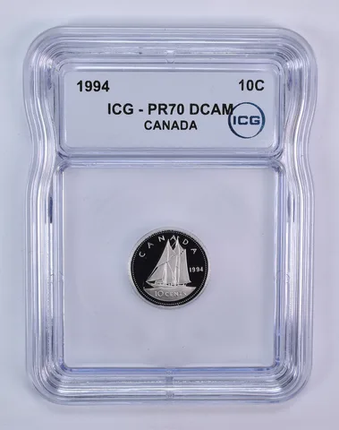 1994 Canada 10 Cents Bluenose PR70 DCAM ICG