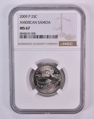 2009-P Washington State Quarter American Samoa MS67 NGC Brown Label
