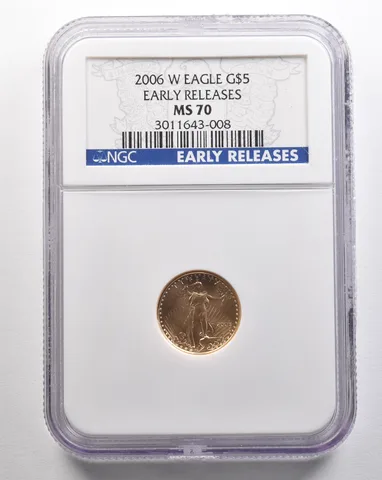 2006-W $5 American Gold Eagle Early Releases 1/10 Oz Gold MS70 NGC *4351