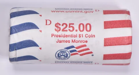 2008-D James Monroe Presidential $1 Coin Roll of $25 Unc US Mint BU