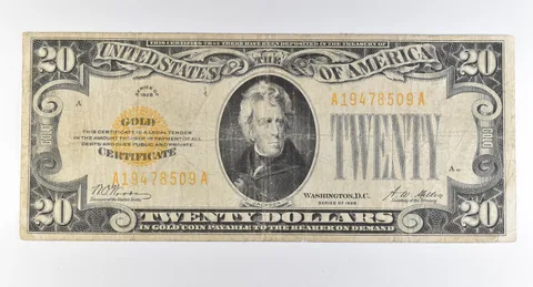 1928 $20 Gold Certificate Yellow Seal *8238
