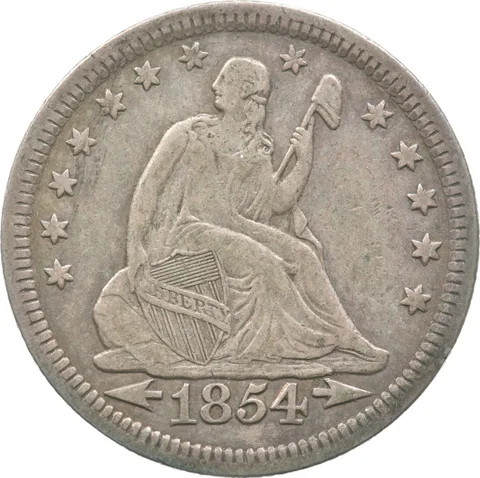 1854 Seated Liberty Quarter Arrows a2381