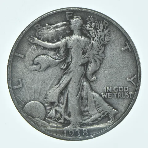 1938-P Walking Liberty Half Dollar CIRC VG+ 90% Silver