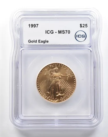 1997 $25 American Gold Eagle 1/2 Oz Gold MS70 ICG
