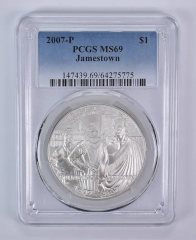 2007-P Jamestown Commemorative Silver Dollar MS69 PCGS Blue Label